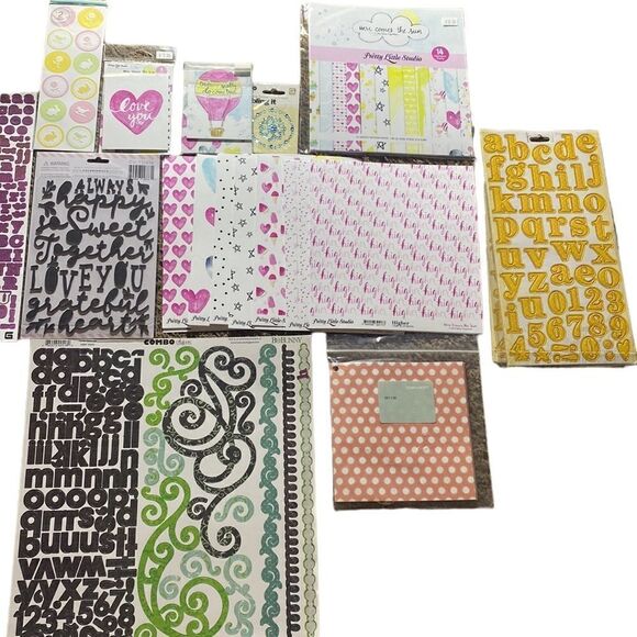 Scrapbooking papers and accessories lot pastels colorful - Picture 3 of 5